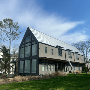 A large modern barn-style home or commercial building.